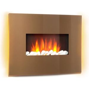CHEMINÉE Klarstein Curved Copper Cheminée électrique décorative - chauffage réglable 1000W - 2000W  - thermostat  - verre & cuivre