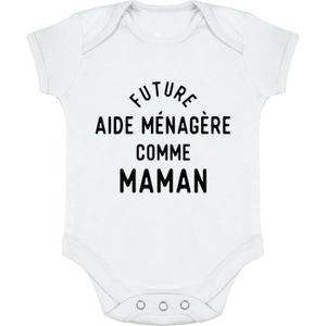 BODY body bébé | Cadeau imprimé en France | 100% coton | Future aide ménagère comme maman