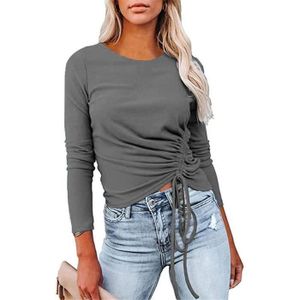 Blouse de yoga - MISSMAO - Gris - Manches longues - Cordon de serrage - Ajustée