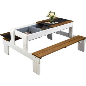 Ensemble table et chaise de jardin Meppi Stralsund Salon de jardin pour enfant eois Blanc-marron27