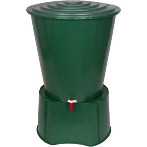 COLLECTEUR EAU - CUVE  Récupérateur d'eau 210 l xL vert en plastique très robuste avec support et robinet monobloc, avec couvercle de sécurité top qual4
