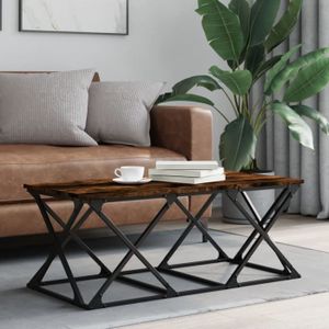 Table basse bar contemporaine chêne marron 101x49x39,5 cm bois d