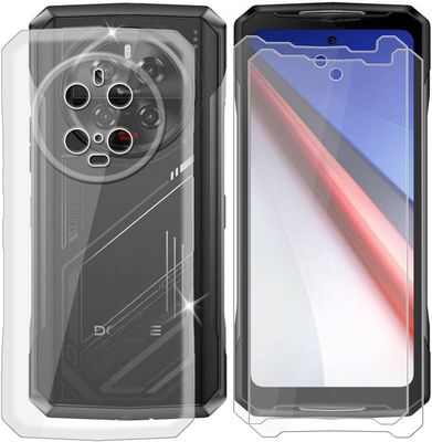 Coque TPU + Verre Trempé Pour Doogee V40 Pro (6.78") - Noir - Protection Anti-Chocs Et Rayures