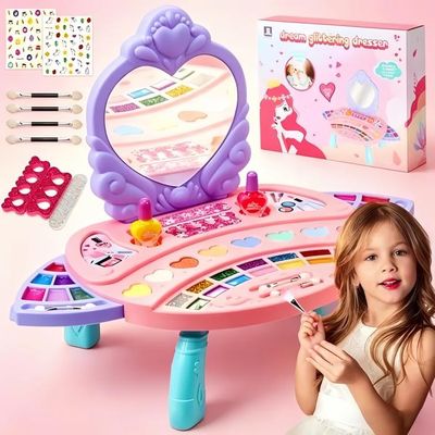Coiffeur et Trousse de Beauté pour Fille, 55 Pièces Mode Jouets de Salon de Beauté avec Miroir, Seche-Cheveux, Lisseur Cheveux - Jeux - Jouets