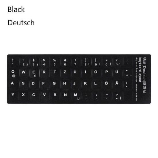 Lot De 6 Autocollants Pour Touches De Clavier - Lettres Anglaises, Noir Mat, PVC - Pour Ordinateur Portable Et Bureau - 1