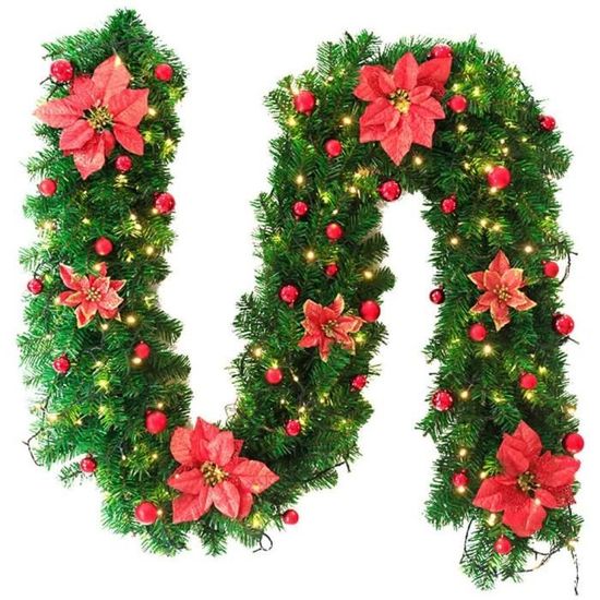 Guirlande décoration de noël 270 CM ,Rotin de Noël Artificiel avec
