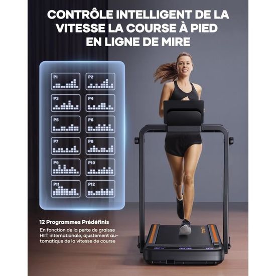Tapis De Course Pliable VINATO 3 En 1 - Marche/jogging, Inclinaison 8%, Moteur 2.5CH, Max 122 Kg, Avec Appli