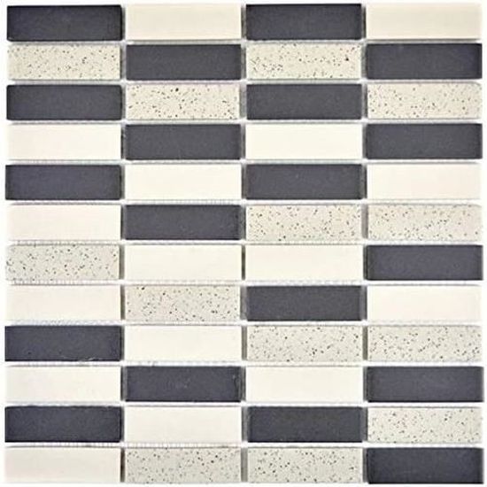 Carreau de céramique Mosaïque Noir Blanc Brillant Échiquier 18-0306 | Leroy Merlin