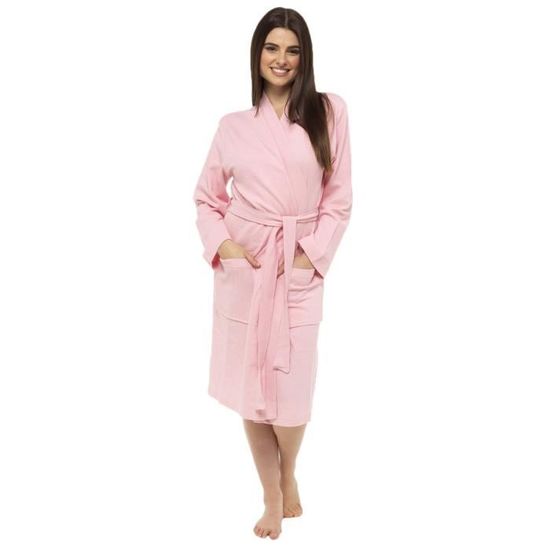 Robe VU4KN Femmes 100 coton peignoir de gaufre robe de chambre à