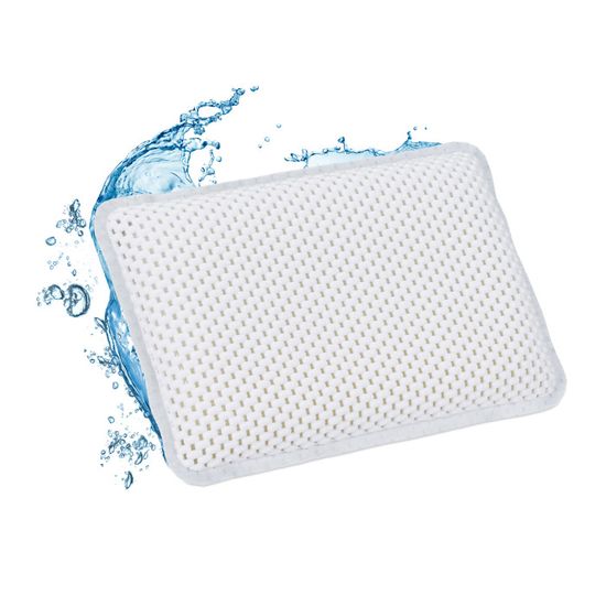 Lot De 2 Coussin De Bain, Oreiller De Baignoire, Ventouse, Accessoire Bien-être Nuque Et Tête Spa, 30x19,5x3,5 Cm, Blanc | Leroy Merlin