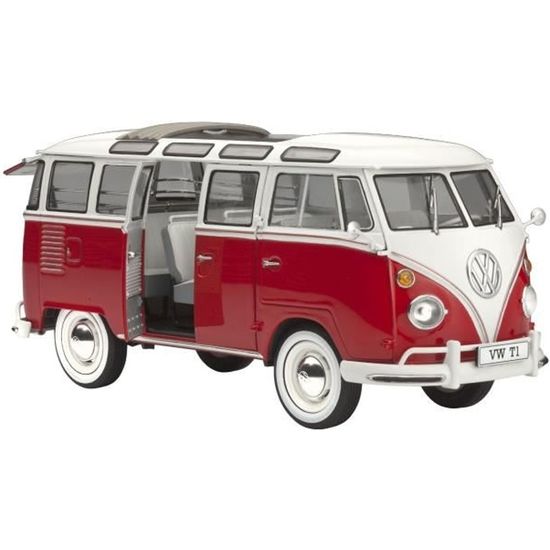 REVELL Model Set VW T1 Samba Bus Maquette à Construire, à Coller et à Peindre, Avec Accessoires - Jeux - Jouets