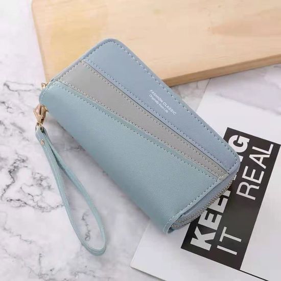 Portefeuille Femme En Simili Cuir Bleu Canard - Grande Capacité - Neuf Avec étiquettes