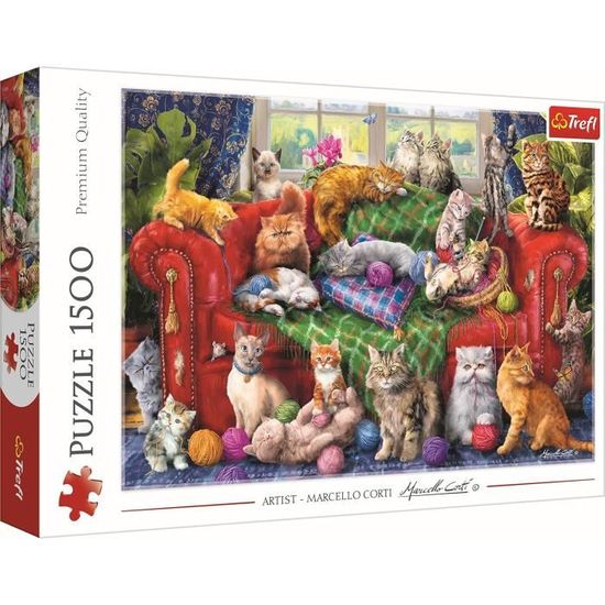Puzzle Trefl 500 Pièces – Chat Mignon Sur Fond Fleuri – Adulte Et Enfant Dès 10 Ans