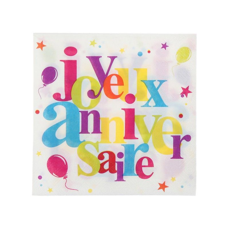 SANTEX Serviette de table Joyeux Anniversaire festif multicolore