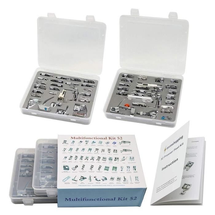 52pcs machine à coudre à coudre pied presseur pieds ensemble boîte de rangement en plastique Produits de couture ACCESSOIRES ET
