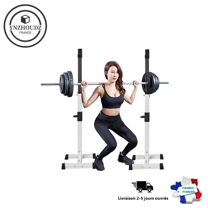 Blanc !!! Barbell squat rack-hauteur réglable 105-160cm: FITNESS multifonction (type divisé), Support de squat haltère - YNZHOUDZ