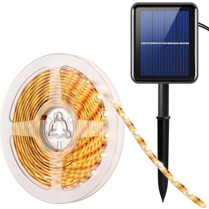 Noël Solaire Ruban Lumineux LED 3 M Multicolore 180 LED Bande Flexible Lumineux, 8 modes d'éclairage