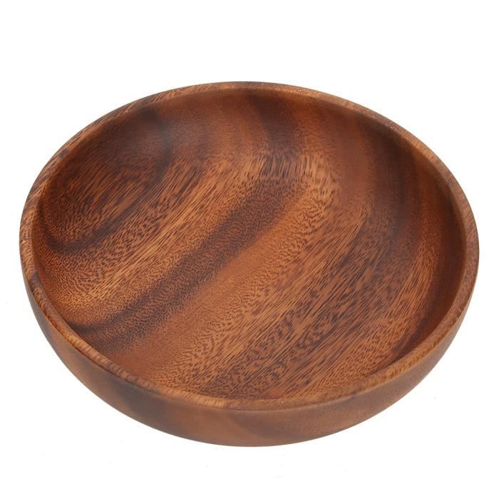 Bol à soupe de salade de fruits en bois plat à collation pour utilisation à la maison (17.5x4cm)-MEY