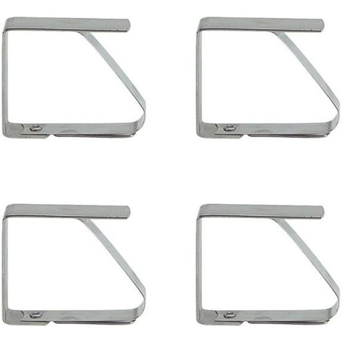 Lot de 4 clips / pinces pour nappe de table en Inox 5,2 cm Acier