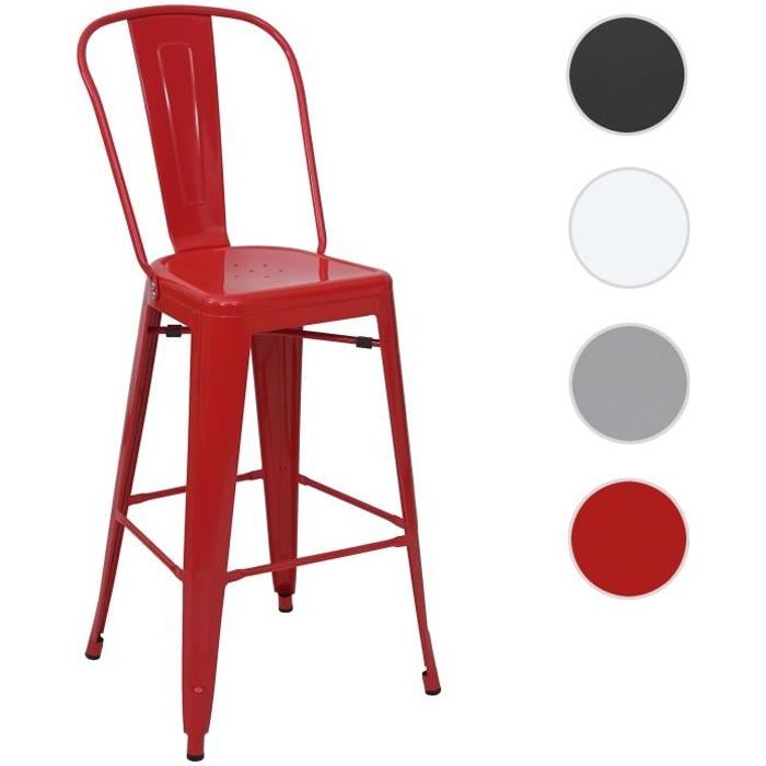 tabouret de bar HWC-A73, chaise de comptoir, métal, empilable, design industriel ~ rouge