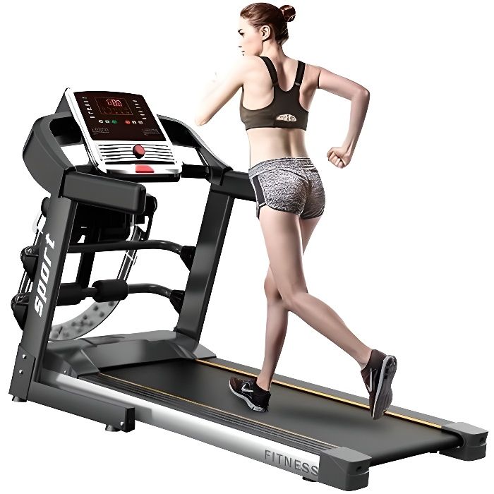 Tapis roulant de sport électrique pliable avec 12 vitesses et 4 positions. Système pratique Quick Fold.