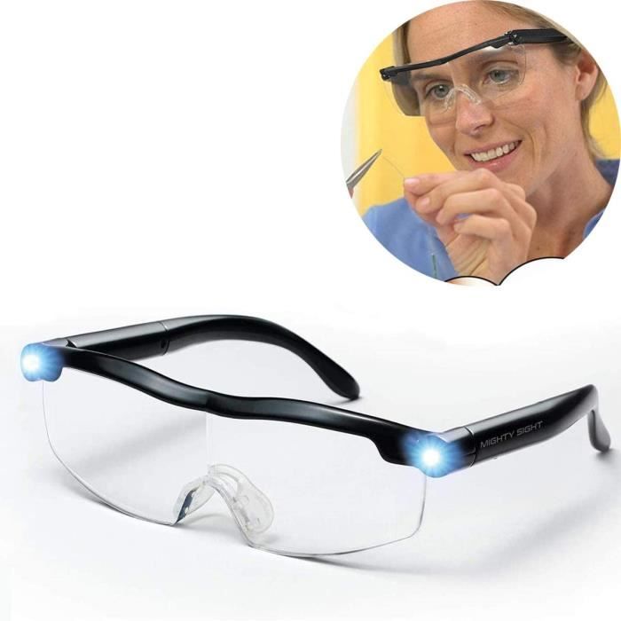 Lunettes de Lecture - Loupe de Vision puissante avec lumière LED, grossissement de 160%, pour Lecture,Tous Les Travaux de Précision