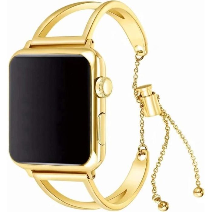 38mm-40mm or Bracelet Pour Apple Watch iWatch SE Série 6 5 4 3 2 1,Femme Sangle Bande Montre Bracelets en Acier Inoxydable