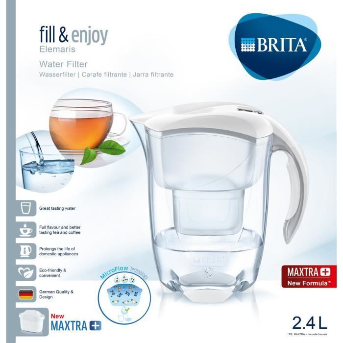 BRITA Carafe filtre ELEMARIS Blanc + 1 cartouche de rechange