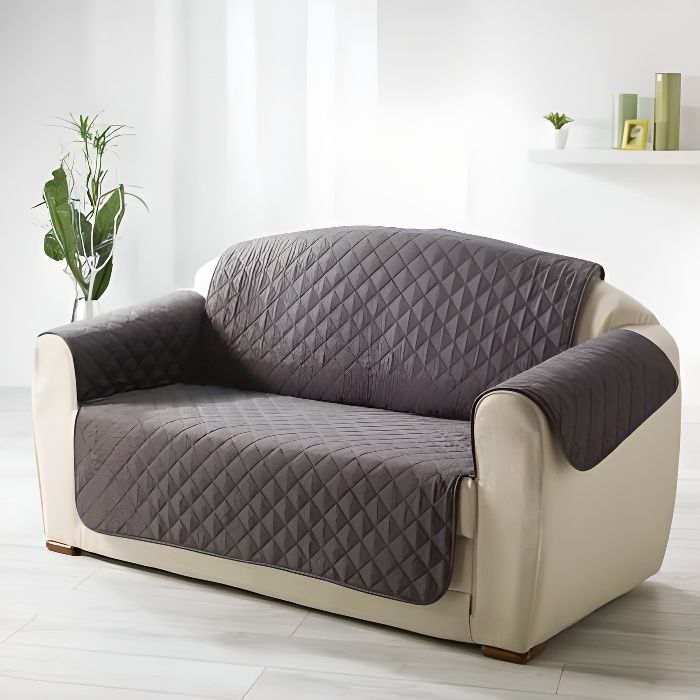 DOUCEUR d'INTERIEUR Protège canapé matelassé Club 223x179 cm - Anthracite