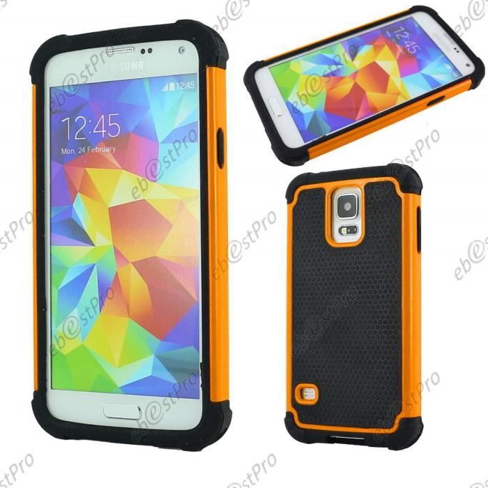 ebestStar® Samsung Galaxy S5 Coque Bi-couches, Orange