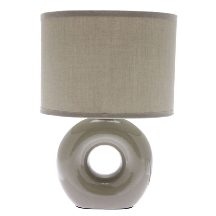 Lampe pied ceramique rond beige