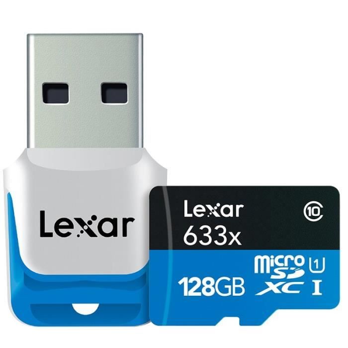 LEXAR Carte Micro-SDXC 128 Go 633x avec adaptateur