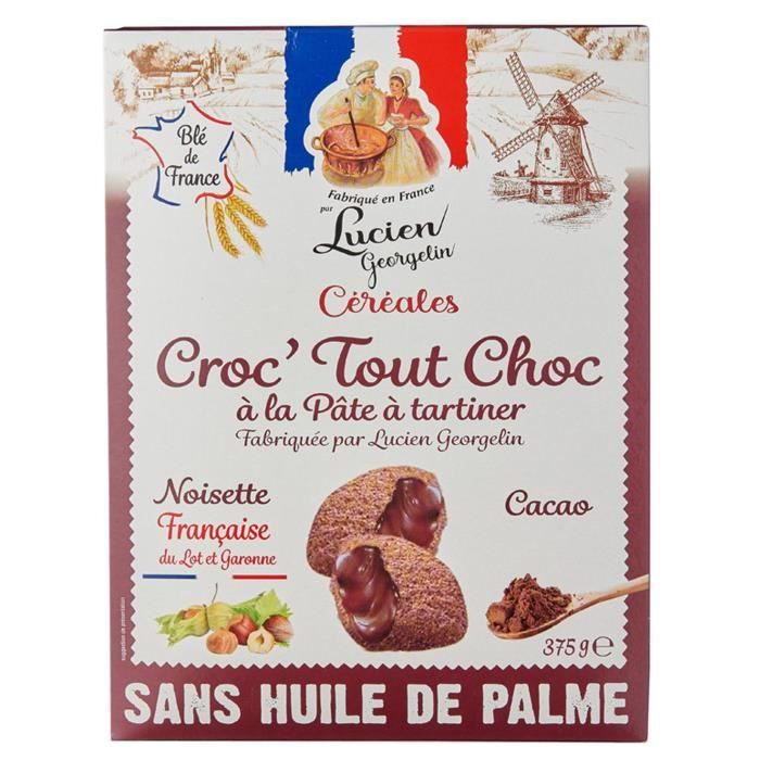 LUCIEN GEORGELIN Céréales Croc' Tout Choc à la Pâte à Tartiner - Noisettes du Lot-et-Garonne - 375 g