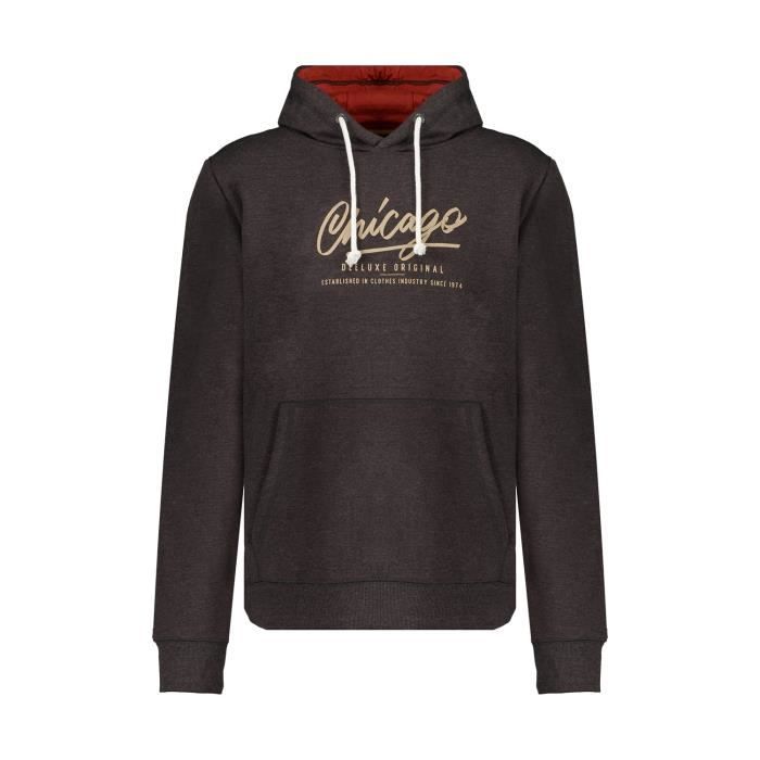 DEELUXE Sweat logo à capuche CHICAGO Dark Grey Mel