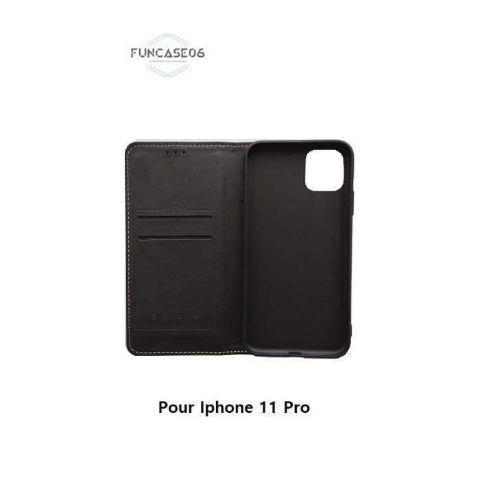 Housse clapet Cuir Véritable support vidéo pour Apple iPhone 11 Pro, Noir