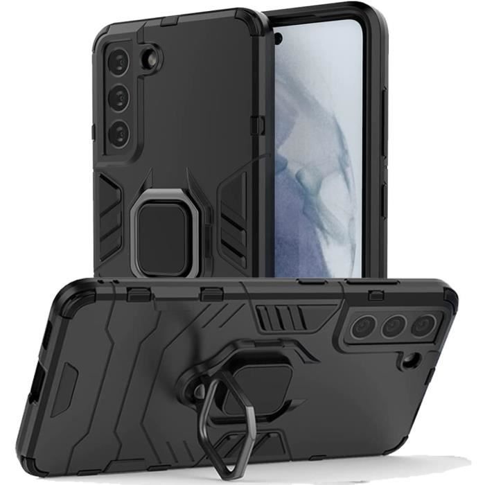Compatible Samsung Galaxy S21 FE 5G Coque Anti Choc avec Bague Anti Chute - béquille