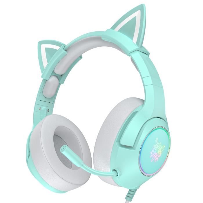 Écouteurs d'oreille de chat Casque avec micro pour Xbox one / PS4 / PC / Nintendo Switch- ONIKUMA K9 Vert