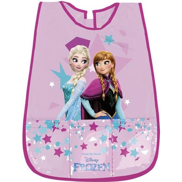 Tablier Fille Disney Frozen avec poche - Blouse sans manches Enfant Anna et Elsa La Reine des Neiges - 3/5 Ans - Rose - Perletti