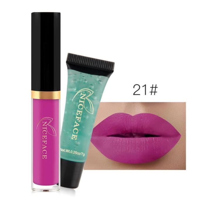 Gloss à lèvres,New 24 couleurs LIP lingerie mat et chatoyant rouge à lèvres liquide Waterproof(U)@Z43