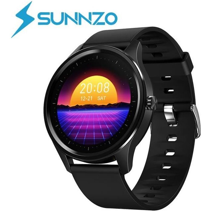 SUNNZO Montre Connectée pour IOS et Android,étanche IP67 Montre Sport Android Podomètre,Cardiofréquencemètre,Sommeil,SMS Afficher