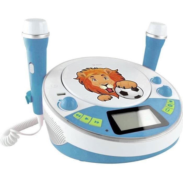 Lecteur CD pour enfants X4 Tech Bobby Joey Jam Box Bluetooth, AUX, CD, USB, SD avec fonction karaoké, avec microphone bleu