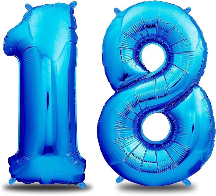 Ballon Chiffre 18 Or Rose Anniversaire - 101 Cm Avec Hélium