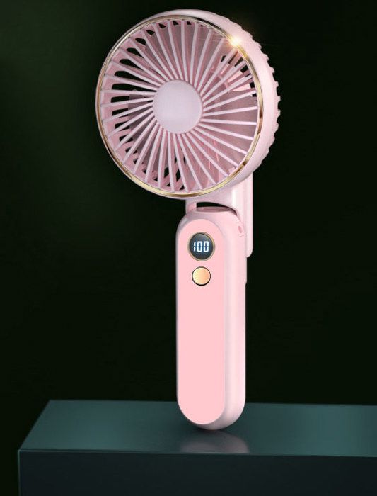 Ventilateur portable - KZQ - Modèle USB rechargeable - 5 vitesses - Affichage numérique - Rose - Kzq
