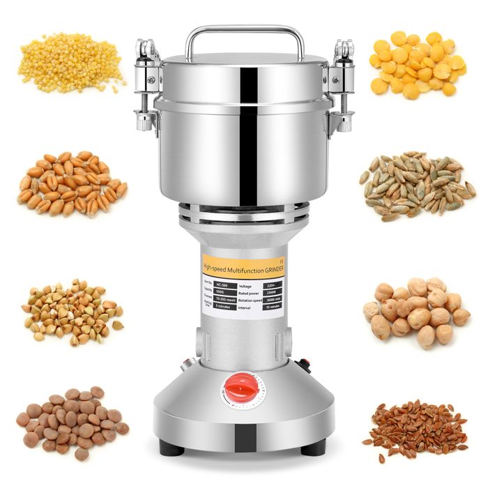 Meilleurs prix pour Moulin Céréales Grains électrique,500g Portable Grinder 220V Moulin à épices mit 3 Lames,pour céréales, herbes, épices, noix