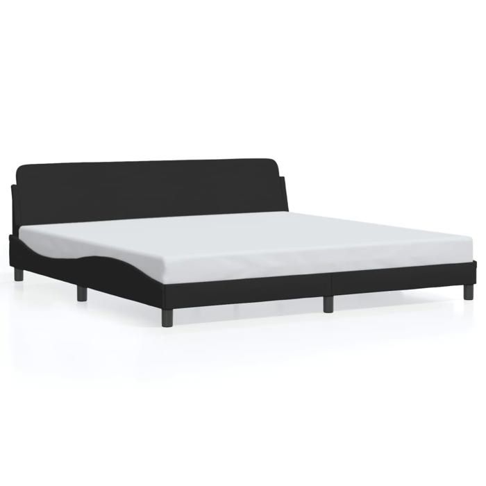 Cadre de lit double - avec tête de lit - Noir 200x200 cm - Tissu LL270804