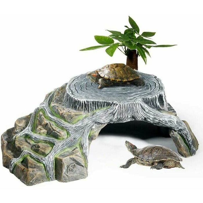 Meilleurs prix pour Sanctuaire de tortues Terrarium Terrestre Grotte Rampe pour reptiles Décoration de sanctuaire Humidification Grotte Roche