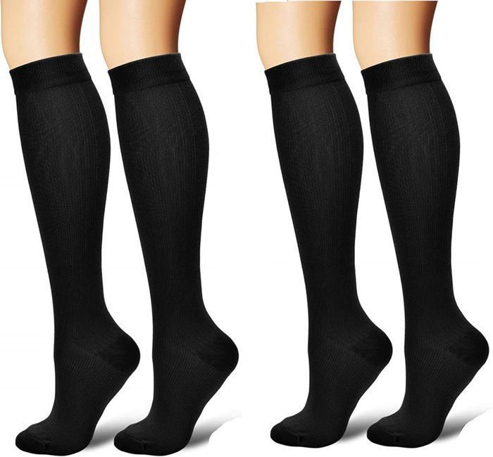 4 Paires Chaussettes De Contention Pour Hommes Et Femmes Circulation Compression Médical 15-20 MmHg Soutien Lors Des Voyages