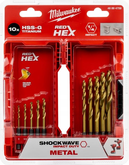 Jeu de 10 forets à métaux SWave HSS G en étain