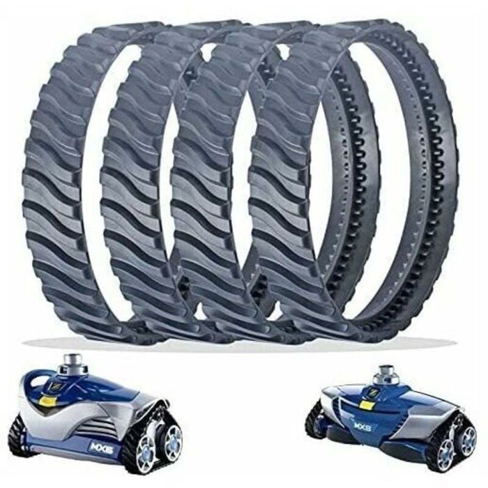 4 Chenilles de Remplacement Noir Nettoyeur Piscine Pneu Piste Roue R0526100 Compatible avec Zodiac Baracuda MX6/MX8 Nettoyage de
