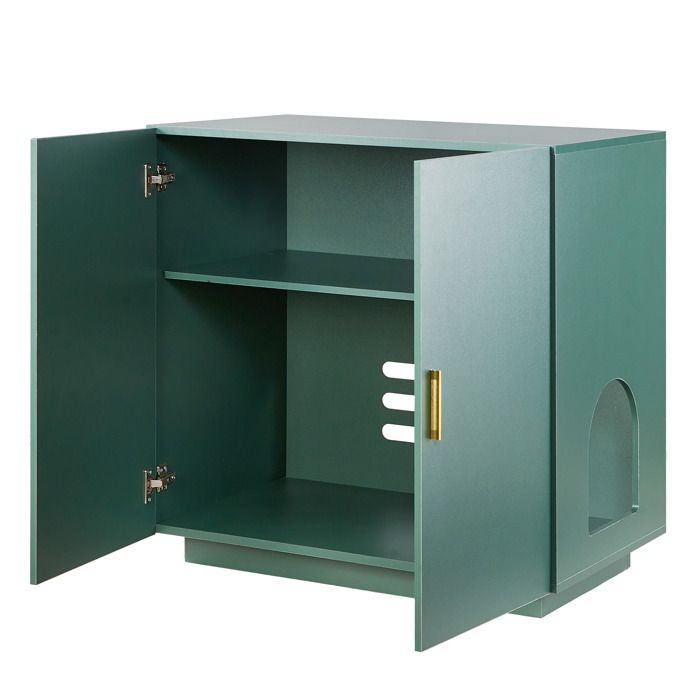 Meuble Bac à Litière - DUOKU - KLCB-07 - Armoire en Bois - 80 x 50 x 79 cm - Vert Foncé